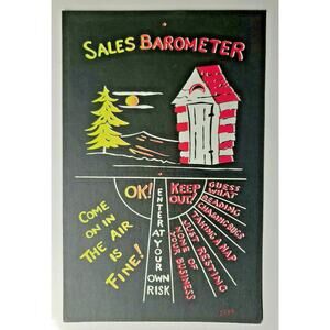 Vintage "Sales Barometer" Humorous Black and White Sign 11x7 (B-1)